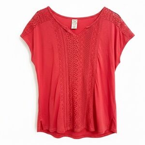 Faded Glory brand Salmon Color Top Crocheted Lace Type Detail Womens Plus 1x